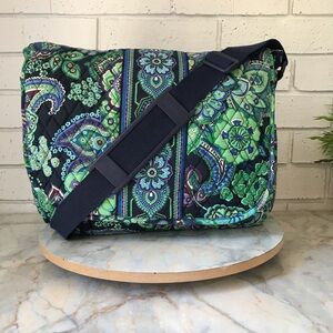 Vera Bradley Blue Rhapsody Large Laptop Organizer Commuter Messenger Bag